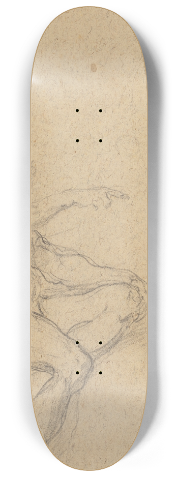 Francesco Solimena - A Seated Nude Man Pointing to the Right 8.25 inch art skate deck