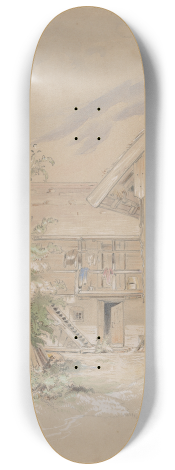 Friedrich Carl von Scheidlin - Corner of a Village Yard 8.25 inch art skate deck
