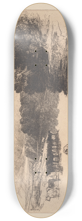 Francis Seymour Haden - A Lancashire River 8.25 inch art skate deck