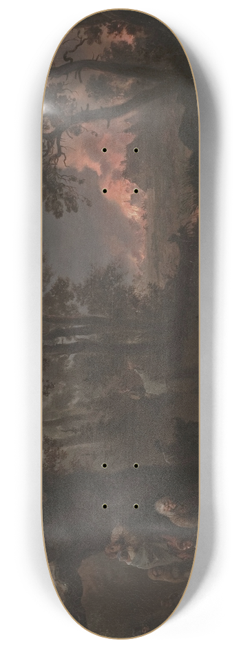 Franciszek Kostrzewski - Fire in the village 8.25 inch art skate deck