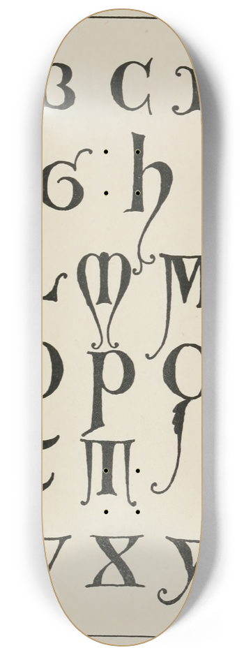 Frank Chouteau Brown - Uncial Gothic initials 2 8.25 inch art skate deck