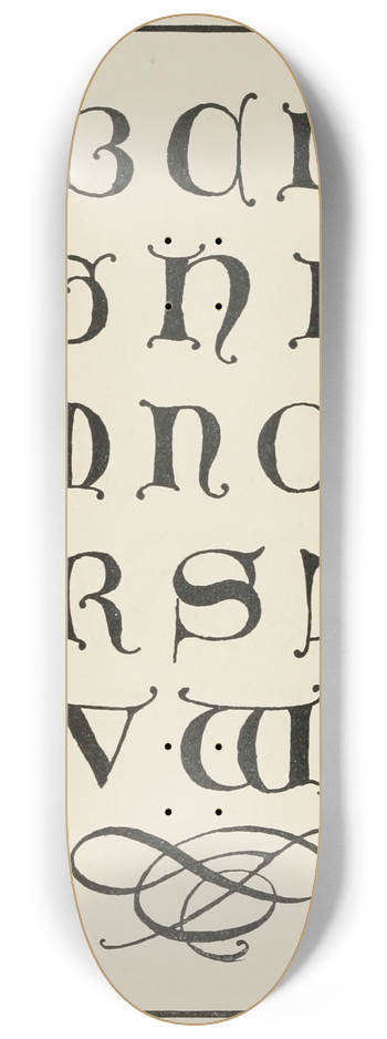 Frank Chouteau Brown - Uncial Gothic initials 3 8.25 inch art skate deck