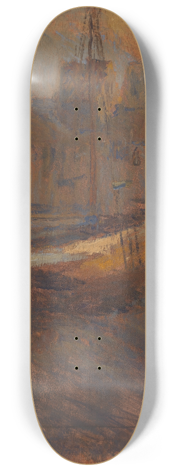 Frank Edwin Scott - Ships at Anchor, Cherbourg no. II 8.25 inch art skate deck