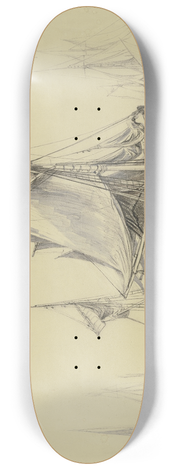 Friedrich Ernst Morgenstern - Fishing boats near Ostend 8.25 inch art skate deck