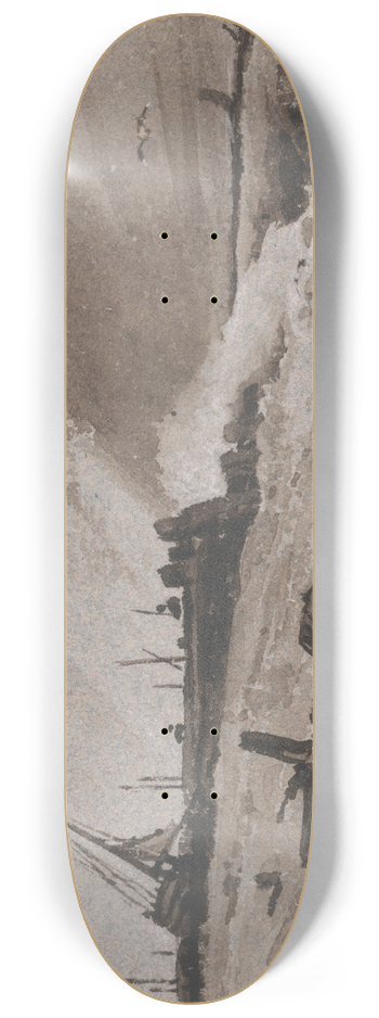 Franois Louis Thomas Francia - Jetty in a Storm 8.25 inch art skate deck