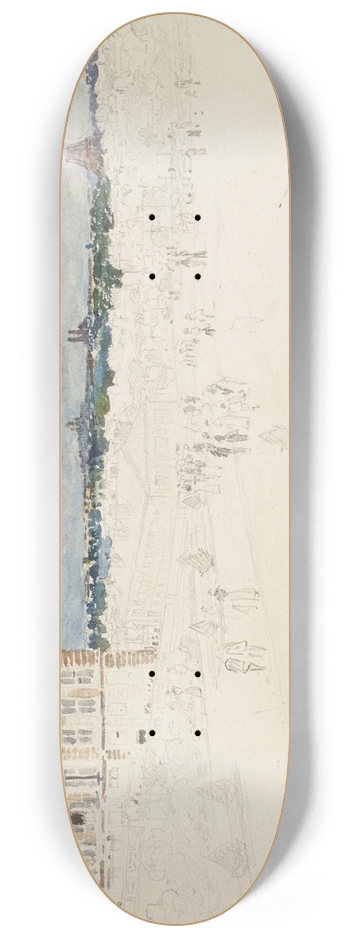 Frdric Houbron - Terrasse du chteau de Saint-Cloud, Saint-Cloud, Paris et la tour Eiffel 8.25 inch art skate deck