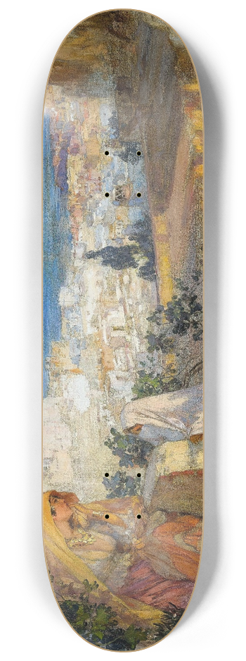 Frederick Arthur Bridgman - Arab Women On A Rooftop, Algiers Beyond 8.25 inch art skate deck