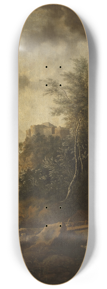 Frederik de Moucheron - Landscape with a castle 8.25 inch art skate deck