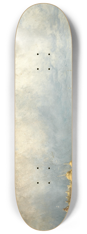 Friedrich Voltz - Herde mit Schafen am See 8.25 inch art skate deck