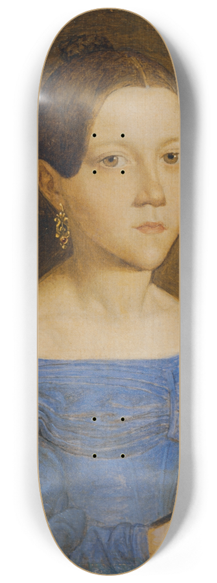 Friedrich Wasmann - Brustbild eines jungen Mdchens in blauem Kleid 8.25 inch art skate deck