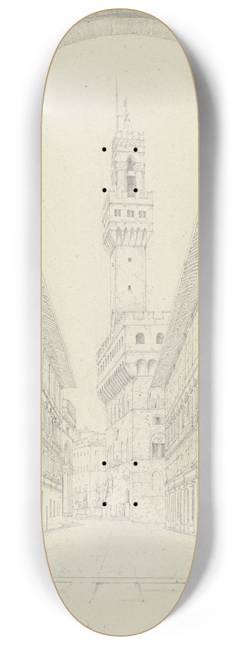 Friedrich Wilhelm Ludwig - Der Palazzo Vecchio in Florenz vom Hof der Uffizien aus gesehen 8.25 inch art skate deck