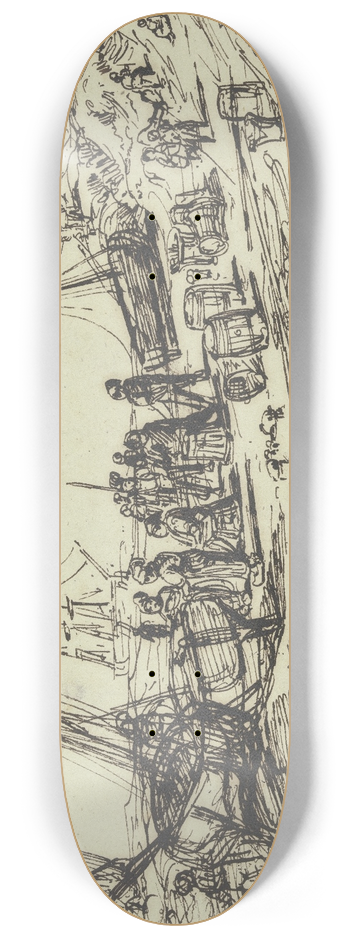 Fritz Bamberger - Heimkehrende Fischer am Strand 8.25 inch art skate deck