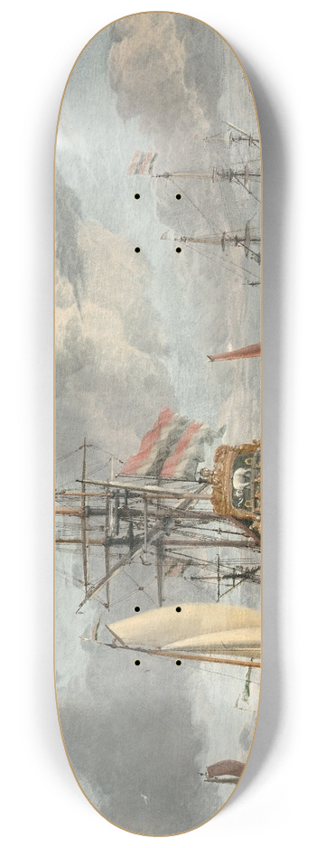 Abraham Storck - Grand navire de la couronne du Danemark prs dun littoral 8.25 inch art skate deck