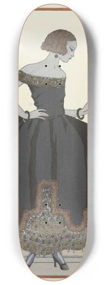 George Barbier - Pavane ; Robe du soir, de Worth 8.25 inch art skate deck