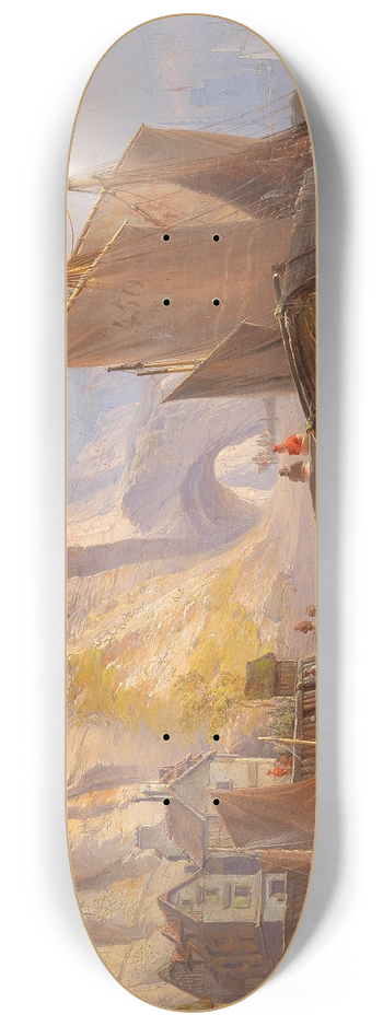Fritz Bamberger - Fishermen on the Beach 8.25 inch art skate deck