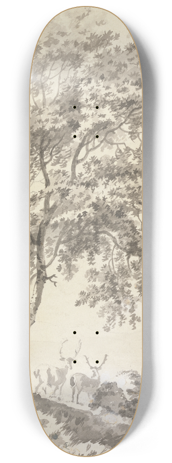 George Barret - Tree Study with Stags (Landscape) 8.25 inch art skate deck