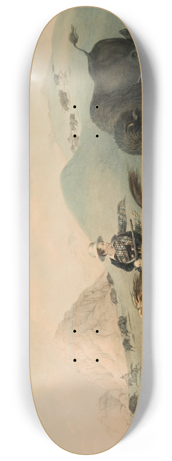 George Catlin - Buffalo Hunt, Chasing Back 8.25 inch art skate deck