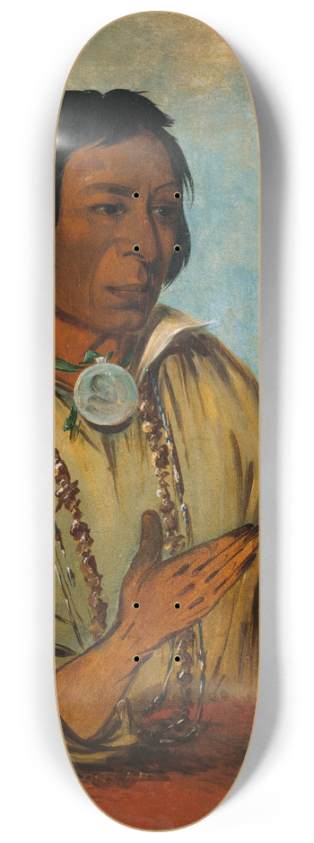 George Catlin - Ma-She-Na, Elks Horns, a Subchief 8.25 inch art skate deck