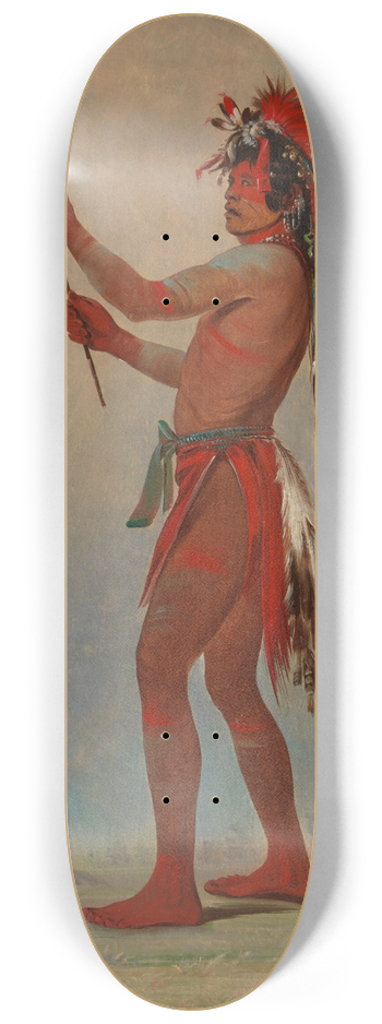 George Catlin - We-Chsh-Ta-Do-Ta, Red Man, a Distinguished Ball Player 8.25 inch art skate deck
