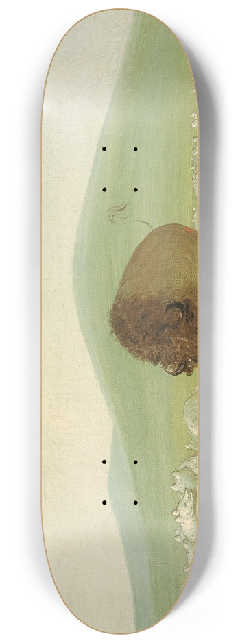 George Catlin - Wounded Buffalo Bull Surrounded by White Wolves 8.25 inch art skate deck