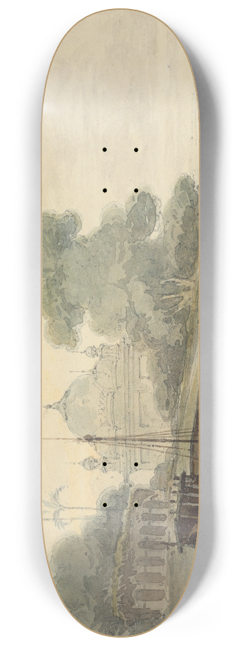 George Chinnery - A River in Ceylon 8.25 inch art skate deck