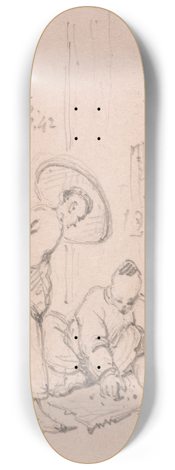 George Chinnery - Gamblers Playing Dice 8.25 inch art skate deck