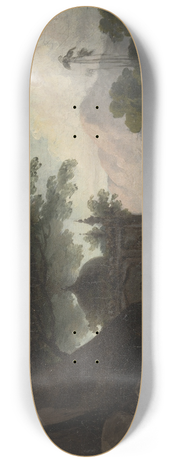 George Chinnery - Indian Landscape with Temple 8.25 inch art skate deck