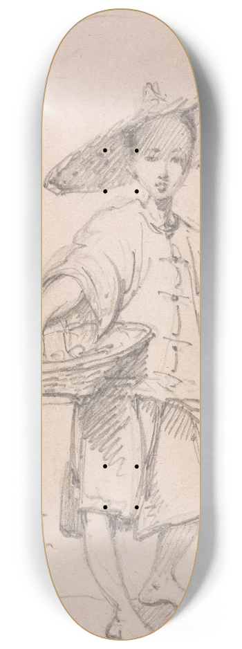 George Chinnery - Young Coolie with a Basket 8.25 inch art skate deck