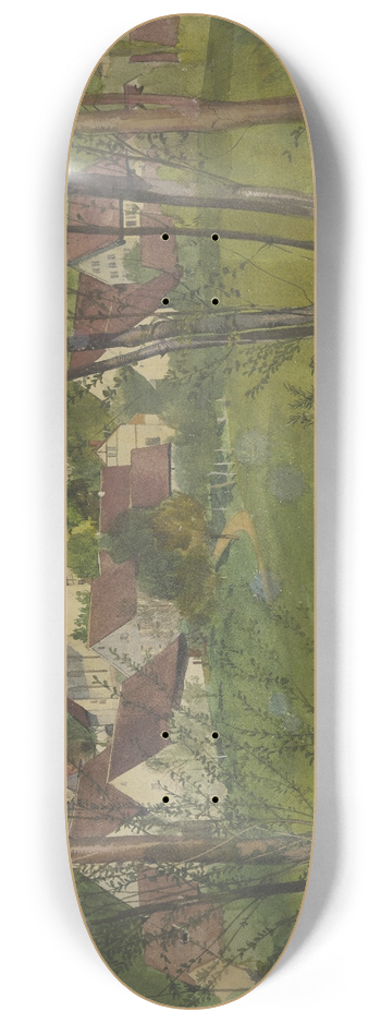 Fritz Boehle - Village at the hillside 8.25 inch art skate deck