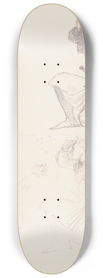 George Frederic Watts - Studies of a kneeling knight 8.25 inch art skate deck