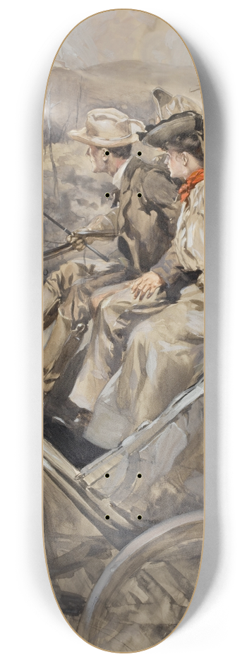 George Hand Wright - Couple on Stagecoach 8.25 inch art skate deck