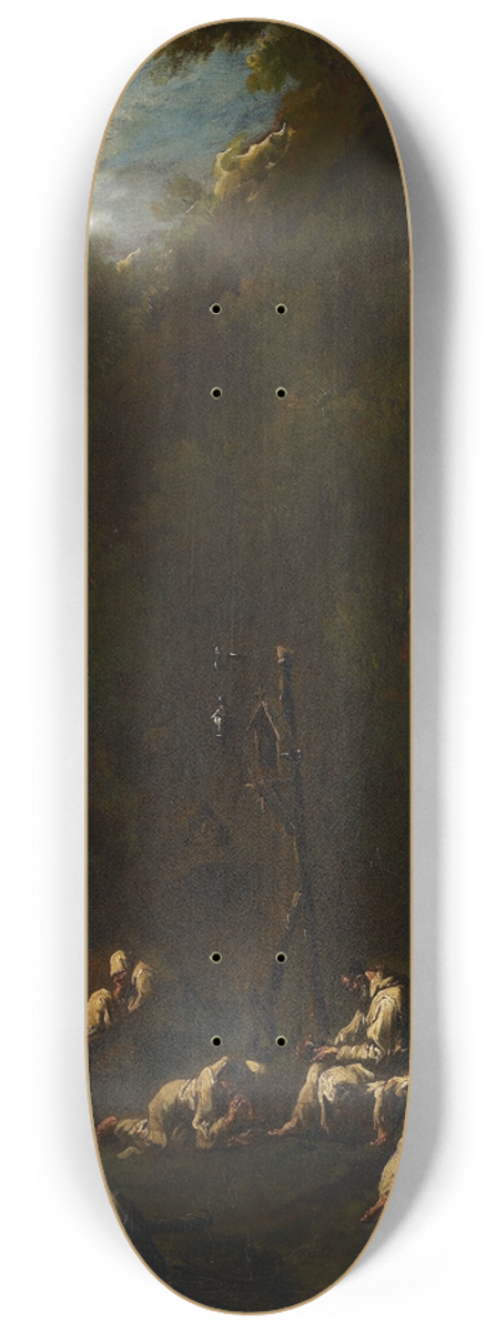 Alessandro Magnasco - Monks Praying in a Grotto 8.25 inch art skate deck