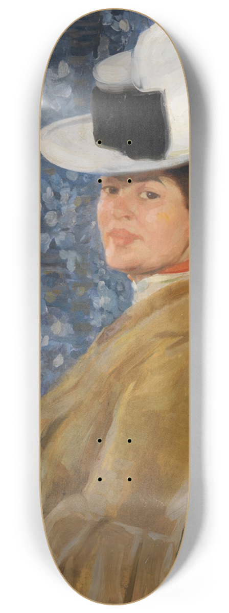 Fritz Erler - Portrt der Anna Erler mit Federhut 8.25 inch art skate deck