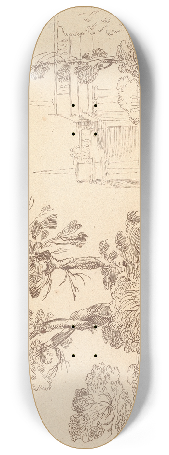 George Knapton - Landscape with seated man 8.25 inch art skate deck