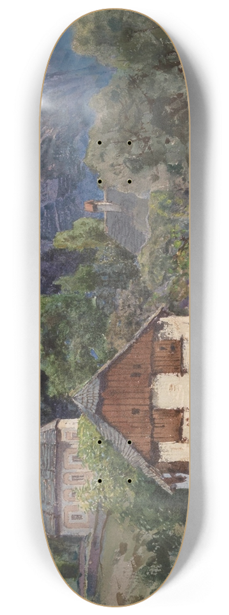 Fritz Lach - A view of Johnsbach in Gesuse (mountain region) 8.25 inch art skate deck