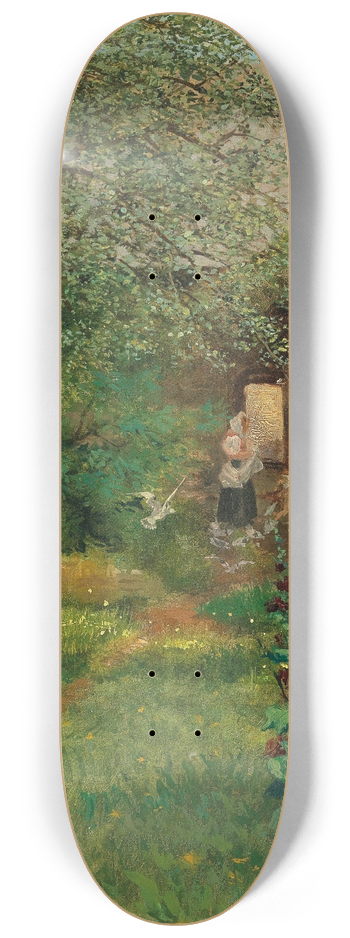 Fritz Pontini - Scene of a Farmhouse Garden 8.25 inch art skate deck