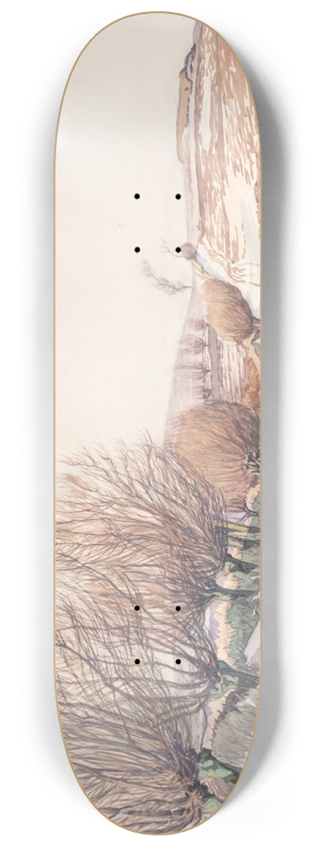Fritz Syberg - Landskab med piletrer og pljemark i sne 8.25 inch art skate deck