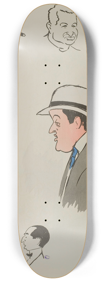 Georges Goursat (Sem) - M Fitzgerald, baron Lionel de Rothschild, Max Decugis, M Primerost, comte de Grandmaison, Mme X, M Mac Kee, M Goldschmidt 8.25 inch art skate deck