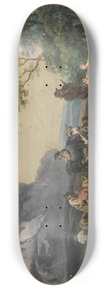 Georg Friedrich Meyer - Landschaft mit ruhenden Hirten 8.25 inch art skate deck