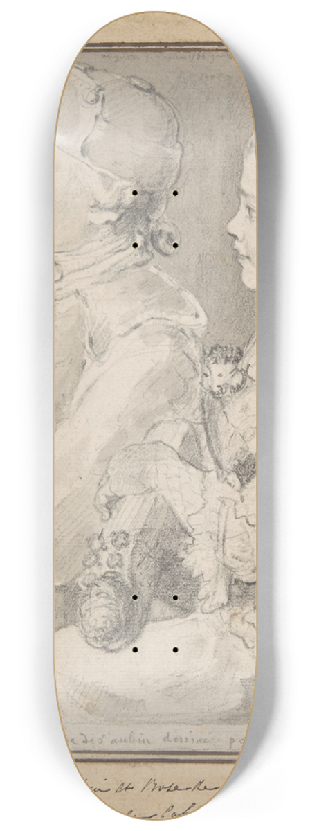 Gabriel de Saint-Aubin - Germain-Augustin and Rose de Saint-Aubin, Drawn by Their Uncle 8.25 inch art skate deck