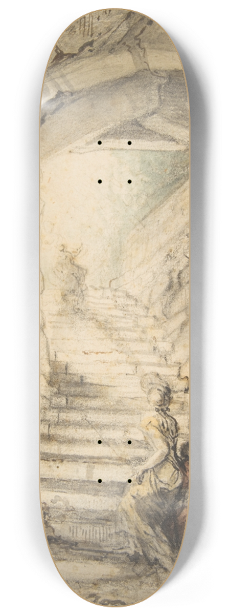 Gabriel de Saint-Aubin - LEscalier (The Curving Stair) 8.25 inch art skate deck