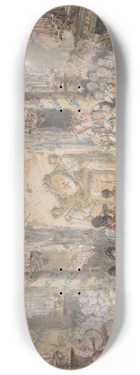 Gabriel de Saint-Aubin - Theatrical Divertissement Offered at a Gala Evening Party 8.25 inch art skate deck