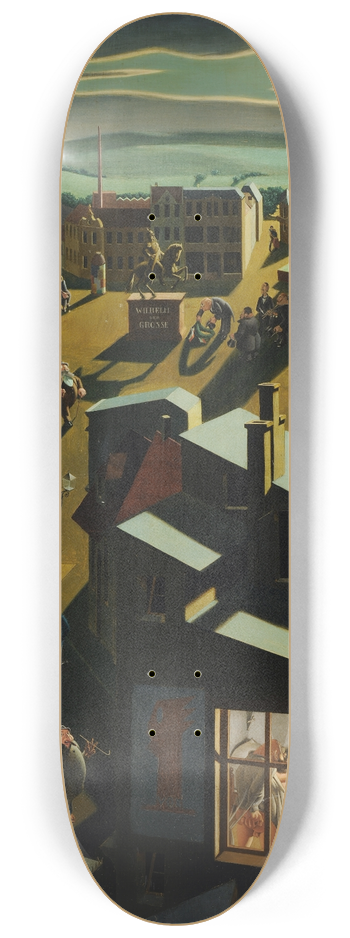 Georg Scholz - German Small Town by Night 8.25 inch art skate deck