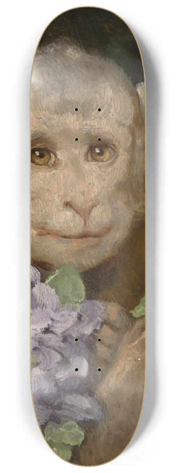 Gabriel Max - Monkey with a bouquet of violets 8.25 inch art skate deck