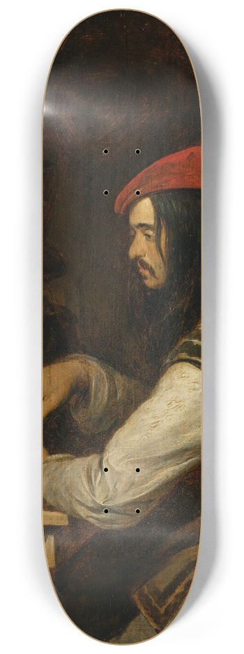 Gerard Ter Borch The Younger - Three men in a tavern, one taking snuff 8.25 inch art skate deck