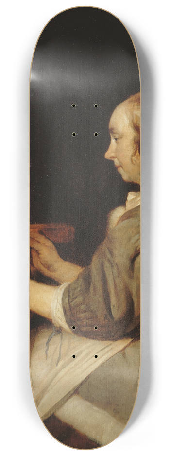 Gabriel Metsu - Femme au miroir 8.25 inch art skate deck