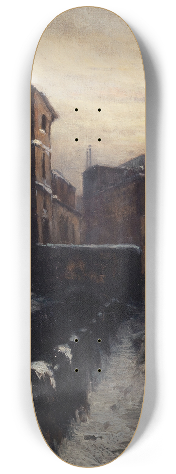 Germain Eugne Bonneton - Vue de la Bivre, ruelle des Gobelins (effet de neige) 8.25 inch art skate deck