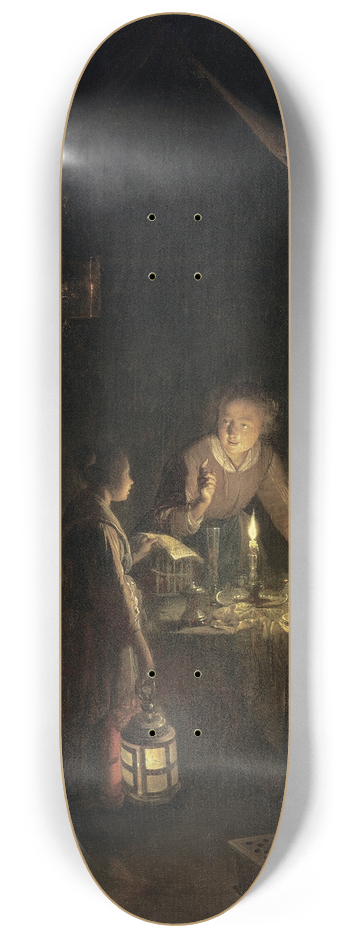 Gerrit Dou - Woman Tidying the Supper Table 8.25 inch art skate deck