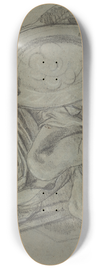 Giacomo Cavedone - Seated Warrior Holding a Sword and Shield (recto) 8.25 inch art skate deck