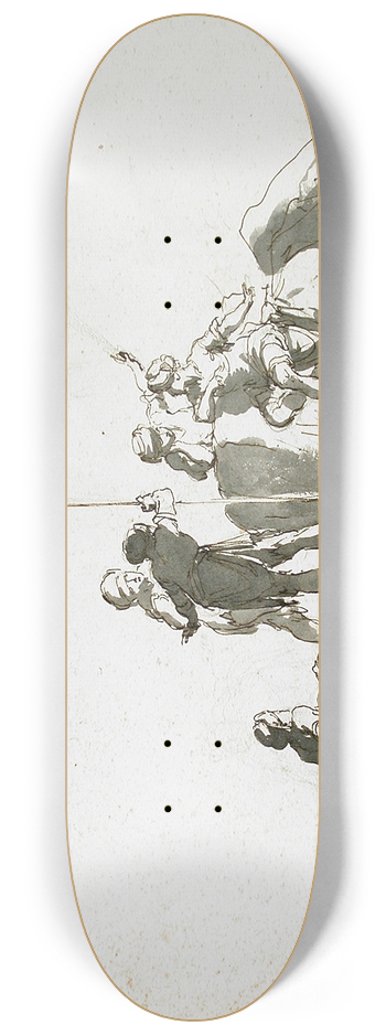Gaetano Gandolfi - A Group of Five Turbaned Men 8.25 inch art skate deck